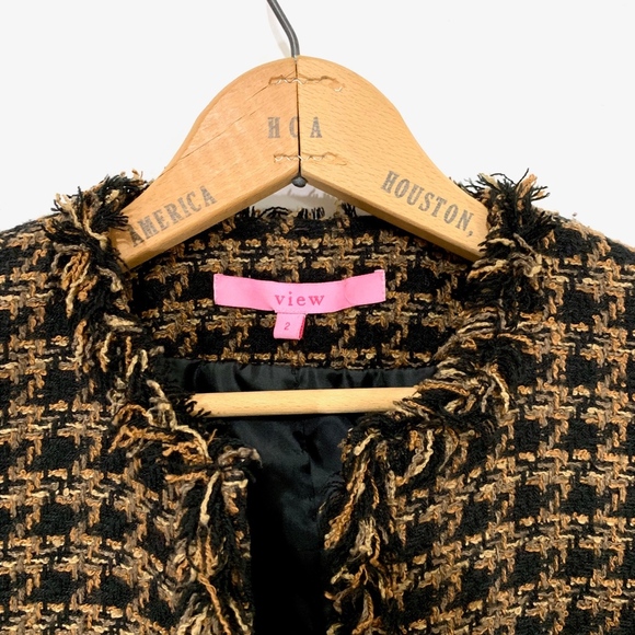 Brown Tweed 3/4 Sleeve Blazer - Picture 7 of 8